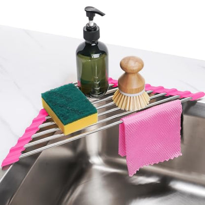 Tomorotec Triangle Roll Up Dish Drying Rack 304 Stainless Steel Rose - color: Rose