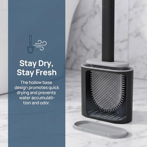 RV Toilet Brush, Black Toilet Brush Silicone Won't Damage Toilets, Wall Mounted Toilet Brush-Anti-Roll, Anti-Drip Design, Suitable for RV Travel Trailers and Campers, rv Must Haves - color: Black-2