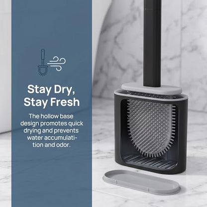 RV Toilet Brush, Black Toilet Brush Silicone Won't Damage Toilets, Wall Mounted Toilet Brush-Anti-Roll, Anti-Drip Design, Suitable for RV Travel Trailers and Campers, rv Must Haves - color: Black-2