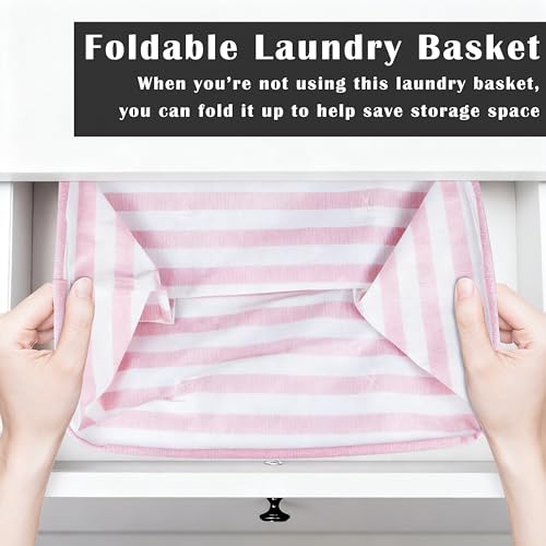 3 Pack Large Laundry Basket ，75L Waterproof,Collapsible Laundry Hamper with Extended Handles for Clothes in the Family Dorm (Blue，Grey，Pink)