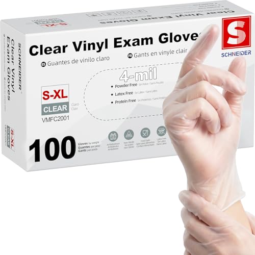 Schneider Medical Vinyl Exam Disposable Gloves Latex Free - size: X-Large