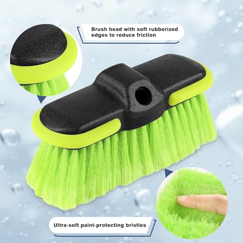 Car Wash Brush Head with Soft Bristle 8 ", 4 Pack Scrub Brush Attachment for Extension Pole, Outdoor Cleaning Tool for Window, Wall, Floor, Deck, Patio - size: 4 Pack