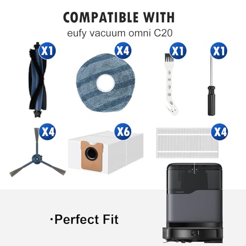 21 Pcs Accessories Kit for eufy Omni C20 Robot Vacuum, Replacement Parts - size: eufy robovac c20 accessory