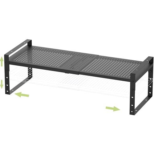Jojocross Expandable Stackable Aadjustable Shoe Rack Pantry Shelf for Kitchen Cabinets Counter Shelves Countertop Cupboard Storage Solution,Sturdy Heavy-Duty Metal Construction(1Pack/Black/Large) - color: 1Pack/Black, size: LARGE:10.2"D x 16.5"W x 7.8"H