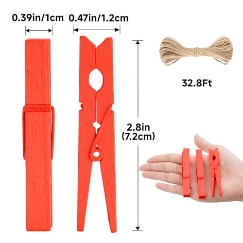 jijAcraft 2.9 Inch Large Clothes Pins - 50Pcs Wooden Clothespins - color: Orange, size: 2.9 inch, 50 pcs
