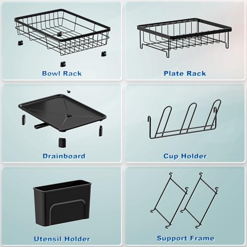 GAOKASE Dish Drying Rack, Stainless Steel-Dish Rack, Double Layer, - color: Black 3