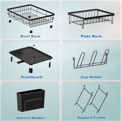 GAOKASE Dish Drying Rack, Stainless Steel-Dish Rack, Double Layer, - color: Black 3