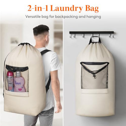Lifewit Laundry Bag Backpack Travel, 90L, Khaki - color: Khaki, size: 90L