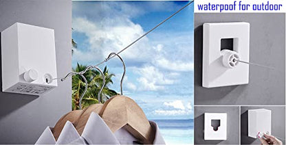 Retractable Clothesline Clothes Line Retracting Outdoor/Indoor, Heavy Duty Stainless Steel Adjustable Drying Rope Wire Dryer with ABS case+Aluminum, Self Adhesive Wall Mount 13.8 Feets Silver - color: 1 Silver
