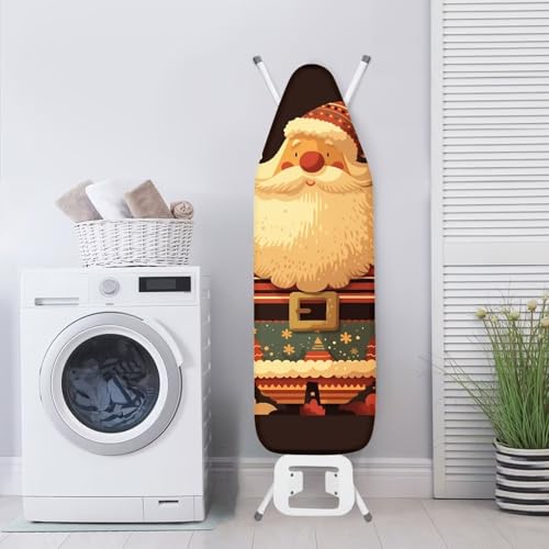 Christmas Santa Steam Ironing Board Cover 15x54 Inch, Cartoon Father Christmas Standard Ironing Board Cover, Funny Holiday Print Home Covers for Smooth Iron Washable - color: Christmas Santa