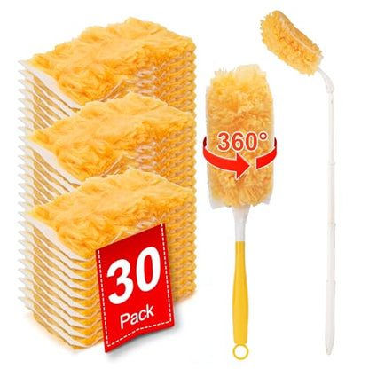 360° Heavy Duty Duster Refill Kit, 1Extended Handle 1Short Handle 30Refills - color: Orange