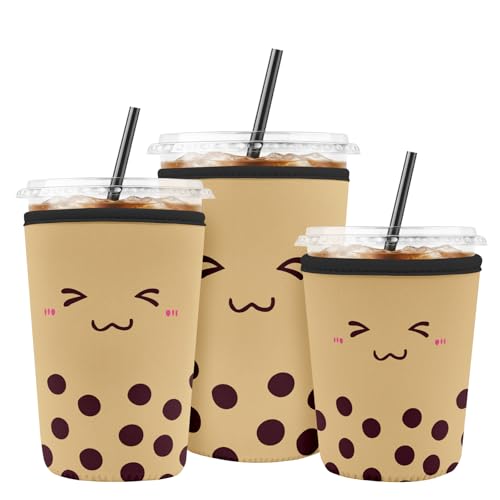 Iced Coffee Sleeve Reusable Neoprene Cup Sleeves, Milk Tea - color: Milk Tea