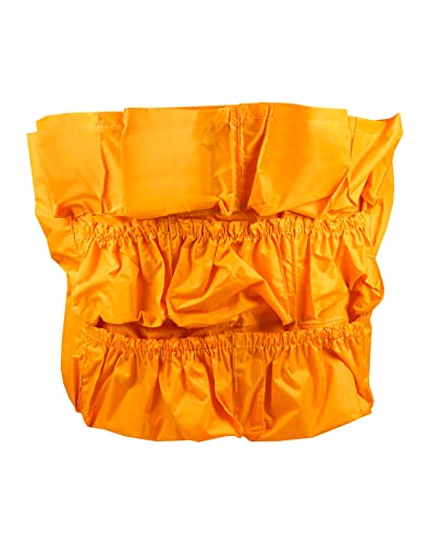 QWORK Trash Can Caddy Bag, 10 Pocket Commercial Cleaning Bag, Fit 32-50 Gallon Can, Round Trash Bag Holder, Garbage Bin Organizer, Yellow