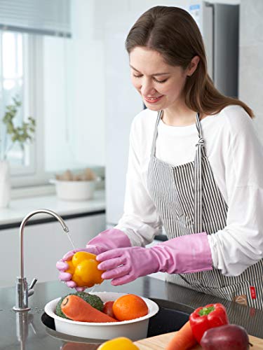 LANON 3 Pairs wahoo Cleaning Gloves,Cotton Flocked Liner,Mauve Mist,Medium - color: Mauve Mist, size: Medium (Pack of 3)