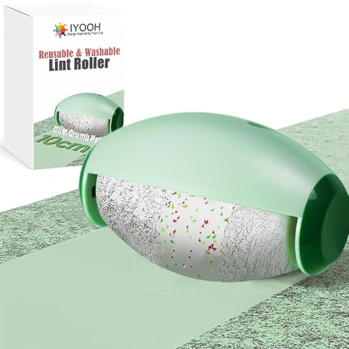 Reusable Lint Roller Ball, Mini Travel Size Lint Roller for Clothes, On The Go Small Portable Lint Ball Remover for Clothes and Pet Hair, Extra Sticky & Washable Gel (Green)