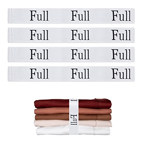 4PCS Bed Sheet Organizer Bands, Storage Labels and Sheet Keepers for Linen Closet - Elastic Bedding Straps for Foldable Bedsheet, Pillow Case, Duvet (Full) - color: Full