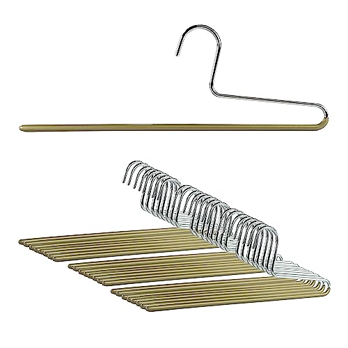 Mawa by Reston Lloyd Non-Slip Space Saving Clothes Hanger with Single Rod for Pants, Style KH/1, Set of 30, Gold - color: Set of 30, size: Gold