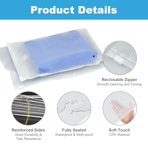 10-Pack 11x7.8" Frosted Zipper Swimsuit Bags – 3-Mil Waterproof Bikini & Swimwear Organizer with Reinforced Sides for Travel, Shipping & Storage, Packaging T Shirt. (10, 11 * 7.8 inch) - size: 11*7.8 inch