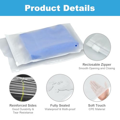 10-Pack 11x7.8" Frosted Zipper Swimsuit Bags – 3-Mil Waterproof Bikini & Swimwear Organizer with Reinforced Sides for Travel, Shipping & Storage, Packaging T Shirt. (10, 11 * 7.8 inch) - size: 11*7.8 inch