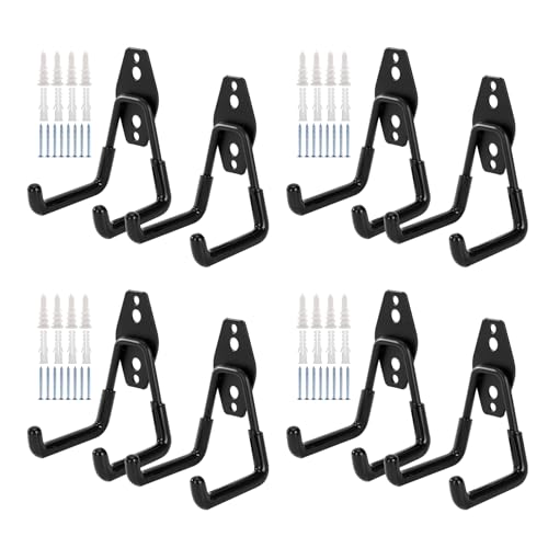 8 Pack Garage Hooks Heavy Duty, Garage Tool Organizer Wall Mount - color: 8 Pack/Black