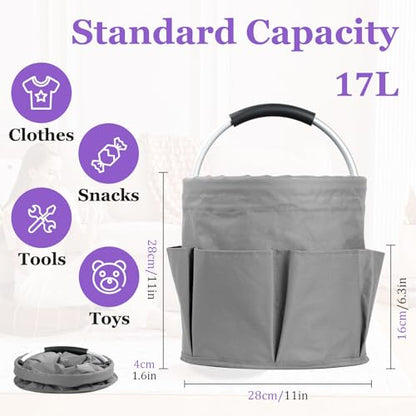 17L Collapsible Cleaning Supplies Caddy with Handle for Travel, Dark Gray - color: Dark Gray, size: 1PCS