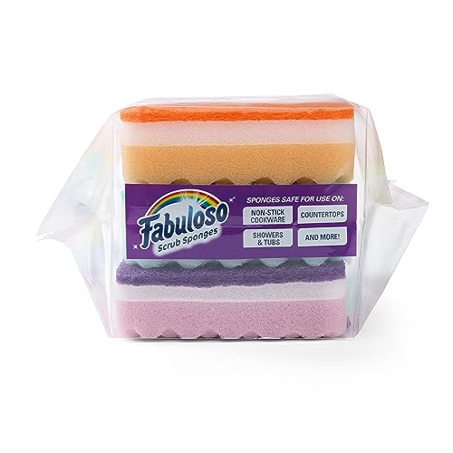 Fabuloso Scratch-Free Kitchen Dish Sponges, Rainbow, 6 Count, 2-Pack - color: Rainbow, size: 6 Count (Pack of 2)