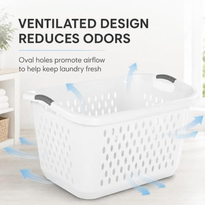Laundry Basket 2.7 Bushel Extra Large Plastic with Handles White - color: Pearl white 1pc