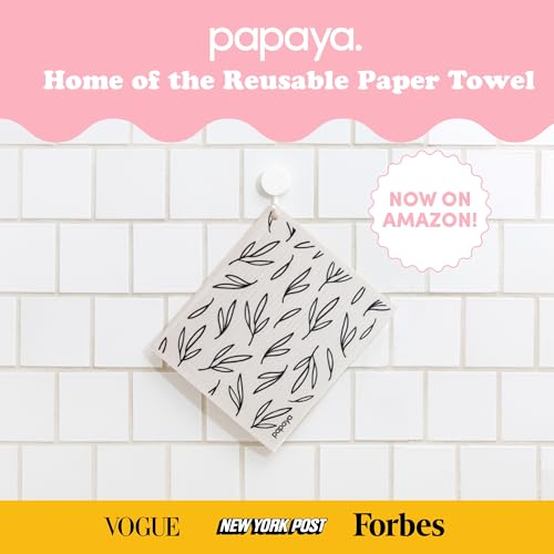 Papaya Swedish Dishcloths for Kitchen, 2 Reusable Paper Towels, 1 Hook - color: Call Me Twiggy
