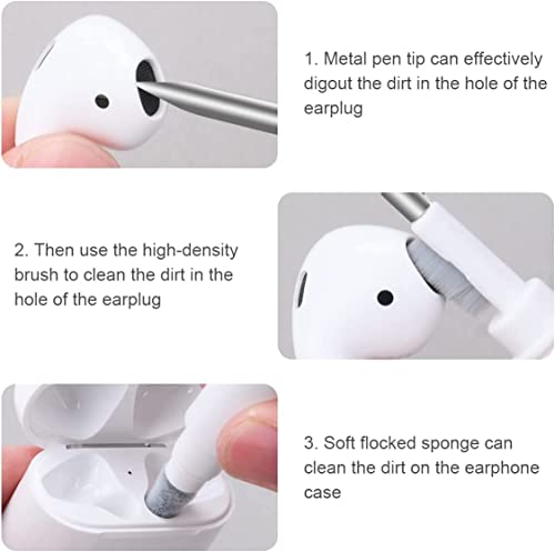 AOMIG Airpod Cleaner Kit, 3 in 1 Earbuds Cleaning kit,Phone Cleaner kit with Soft Brush for Wireless Earphones Bluetooth Headphones Charging Box Accessories, Computer, Keyboard, Camera（White）
