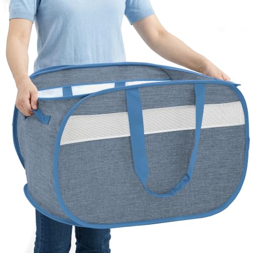 100L Collapsible Laundry Baskets, Foldable Dual Handles Laundry Hamper Blue - color: 100L Blue
