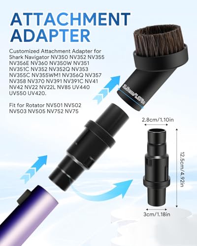 Pet Hair Power Brush Attachment compatible with Shark Navigator - color: 6 brush heads + 2 adapters