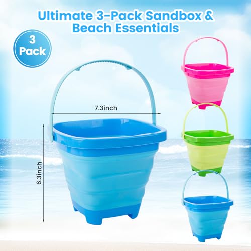 SHINDEL Collapsible Bucket for Kids,3 Pcs, Multicolor - color: Mix 1