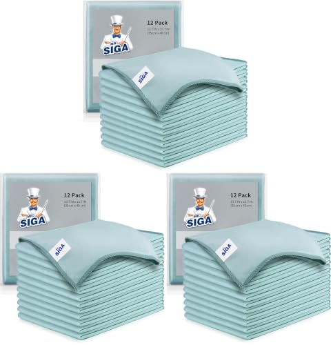 MR.SIGA Ultra Fine Microfiber Cloths for Glass, Pack of 36, 35 x 40cm 13.7" x 15.7" - size: 36 Pack-13.7 X 15.7 inch