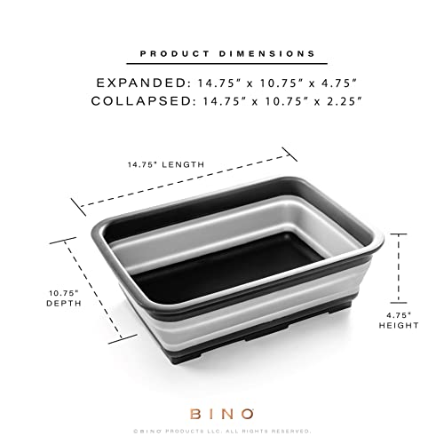 BINO Collapsible Wash Basin - Grey | Portable Dish Tub | Kitchen | Camping | Sink | Home Essentials | Baby Travel | Folding Dish Pan for Maximum Space Saving - color: Gray