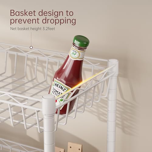 SINGAYE 6 Tier Shelf Wire Shelving Adjustable Storage Shelves Basket Rack - color: White, size: 4-Tier[17"Dx12"Wx50"H]