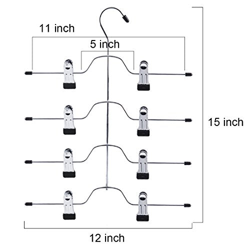 Tosnail 4 Pack 4 Tier Skirt Pants Clothes Hanger with Non Slip Clips, Space Saving Closet Organizer for Trouser, Slack, Jeans, Towels