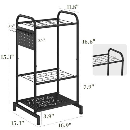 Garden Tool Organizer with Hooks, Steel Yard Storage Holder,Broom Holder - style: Rack with Hooks
