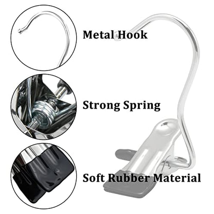 FuninCrea Laundry Hooks Clip, 5 Pcs Stainless Steel Anti-Slip Boot Laundry Hanger Clips Portable Heavy Duty Multi-Functional Single Hanging Clothes Clips for for Scarf, Gloves, Shoes, Socks (Black) - color: Black