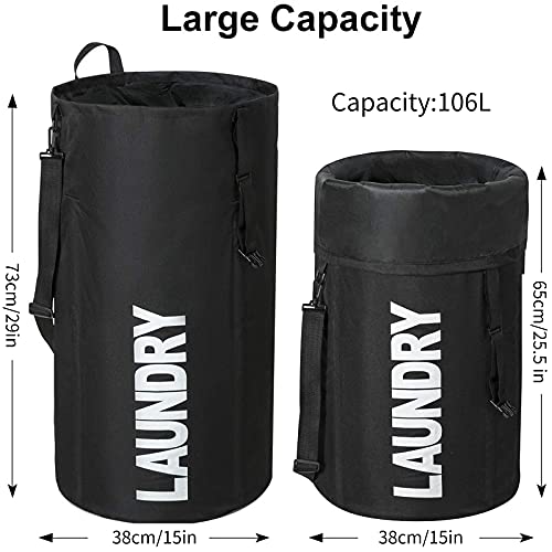 Chrislley 106L Collapsible Laundry Basket, Laundry Backpack, Laundry Bag - color: black