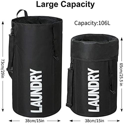 Chrislley 106L Collapsible Laundry Basket, Laundry Backpack, Laundry Bag - color: black