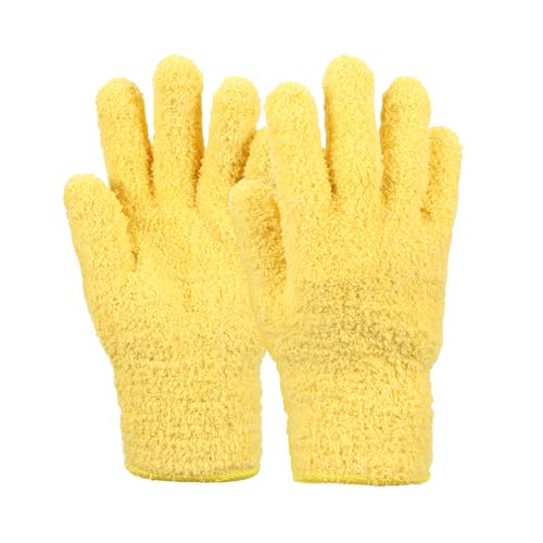 uxcell Microfiber Gloves, Reusable Washable Plant Dusting Gloves Cleaning Mittens for Auto Plants Household - color: Yellow