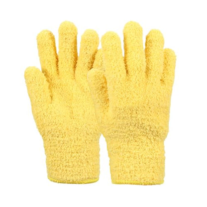 uxcell Microfiber Gloves, Reusable Washable Plant Dusting Gloves Cleaning Mittens for Auto Plants Household - color: Yellow