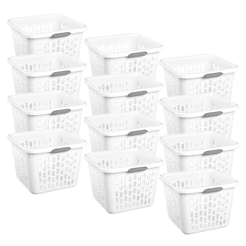Sterilite Square Laundry Basket, Plastic Clothes Hamper, 12 Pack - color: 1.5 Bushel - White, size: 12 Pack