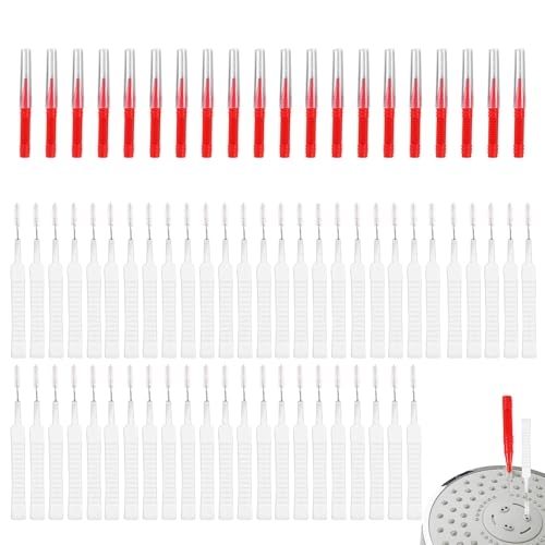 70pcs Shower Head Cleaning Tools, Including 20 Cleaning Brushes and 50 Shower Hole Cleaner Picks Brushes Unclogger Accessories for Showerhead Small Holes Faucets Sink Gaps Nozzles(Red & White)
