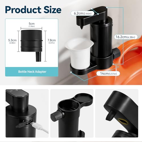 Electric Laundry Detergent Dispenser, Automatic Laundry Dispenser for Liquid Detergent, with Bottle Adapter, USB Recharg 8ml/s Flow, 5 Mode Smart Laundry Soap Pump for Laundry Room Organization, Black - color: Black