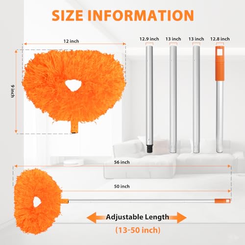 FONUNO Ceiling Fan Cleaner Duster High Ceiling Extended Fan Blade Cleaner - color: Orange