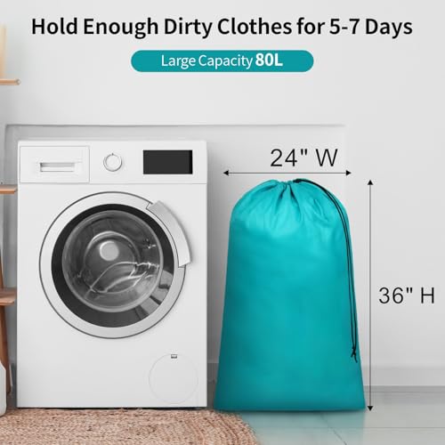 Travel Laundry Bags 2 Pack - Dirty Clothes Travel Bag for Cruise, 24x36 in - color: 2-Pack, Blue & Gray