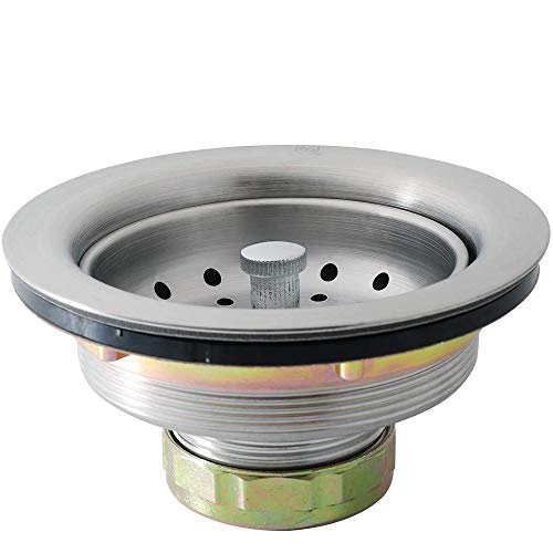 KONE 3-1/2 Inch Kitchen Sink Drain Assembly with Strainer Basket/Drain Stopper, All Stainless Steel Sink Drain Kit Durable and Rustproof - color: Silver