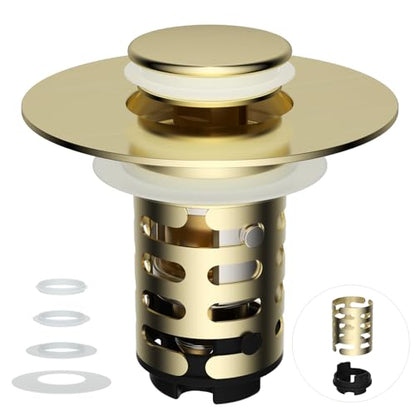 Universal Upgraded Bathroom Sink Drain Stopper Hair Catcher, Brushed Gold - color: Brushed Gold