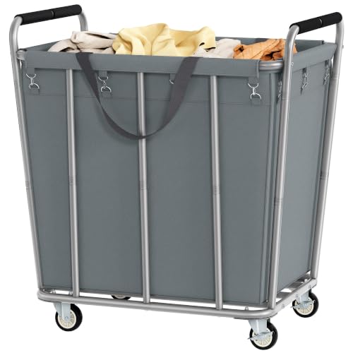 Hoctieon Large Laundry Cart with Wheels, 400L Heavy Duty Laundry Basket Organizer, Rolling Hamper Sorter for Clothes Storage, Industrial Dirty Clothes Hamper for Home & Hotel, Gray - color: Gray, size: 400L